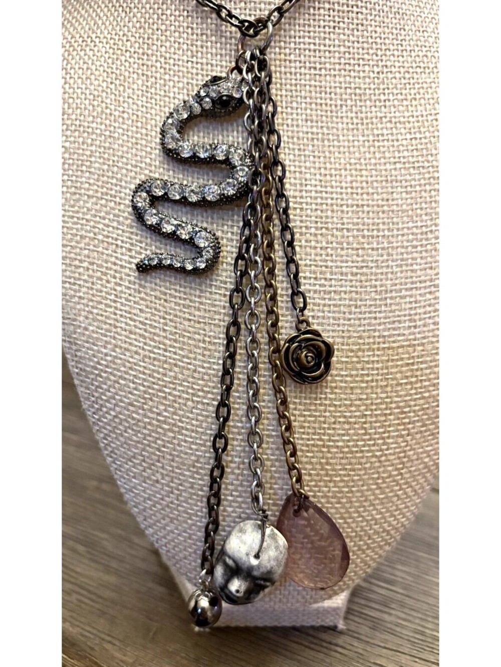 Guess OOK refurb snake, doll necklace 20-30” goth Halloween